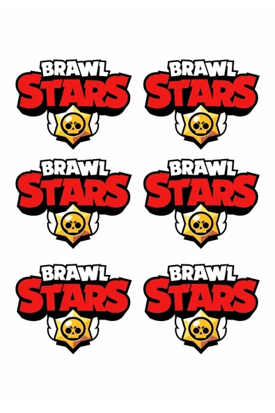 printiks Brawl Star Logosu 6 Adet 7 x 9 cm Yenilebilir Pasta Süsü Kurabiye Cupcake Şeker Hamuru Kağıt Baskısı ürün görseli 1
