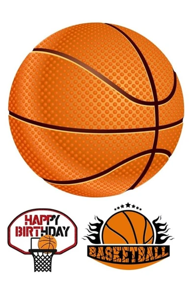 hediyehobihersey Basket Topu Pasta Yenilebilir Pasta Kurabiye Şeker Hamuru Kağıt Baskısı ürün görseli 1