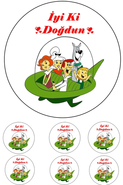 Pasta9 Yenilebilir Pasta Resmi Jetgiller Pirinç Kağıdından 6-8-10 Kişilik Pastaya Uygun 16 cm ürün görseli 1
