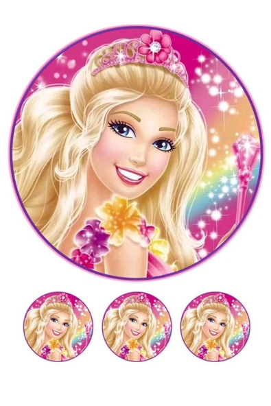 hediyehobihersey Barbie Pasta Üzerine Yenilebilir Baskı A4 şekerli kağıt baskı ürün görseli 1