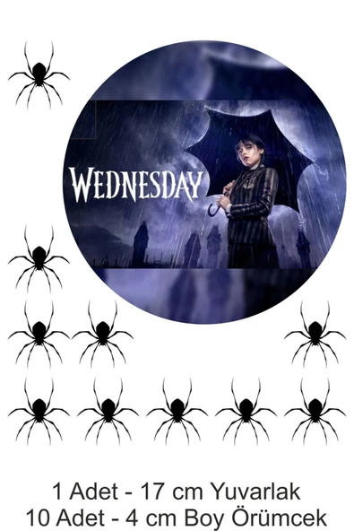hediyehobihersey Wednesday Adams Örümcekler 17 cm A4 Yenilebilir Pasta Kurabiye Şeker Hamuru Kağıt Baskısı Dikdörtgen ürün görseli 1