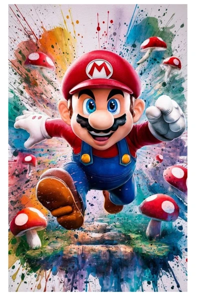 hediyehobihersey Sevimli Mario Resimli Pasta, Şekerli Kağıt Baskı Pasta ve Kurabiye Baskısı ürün görseli 1