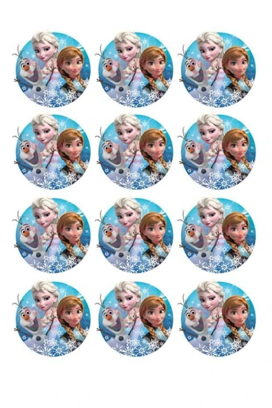öztürkler Elsa Anna Olaf Frozen Yenilebilir Kurabiye Resim Baskısı ürün görseli 1