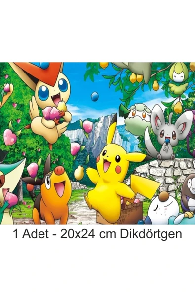 hediyehobihersey Pokemon Büyük Boy 20x24 cm A4 Yenilebilir Pasta Kurabiye Şeker Hamuru Kağıt Baskısı Dikdörtgen ürün görseli 1