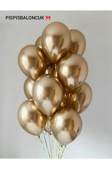 BalonEvi 10 adet Krom Gold Balon aynalı balon doğum günü parti kutlama organizasyon süsleme ürün görseli 1