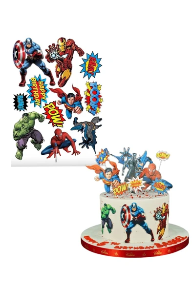 my party box Yenilebilir Marvel Süper Kahramanları Pasta Resim Baskısı ürün görseli 1