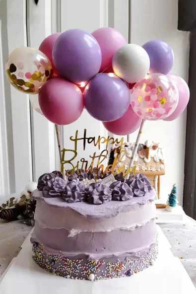 hediyehobihersey Mor Pembe Balon Pasta Süsü ürün görseli 1