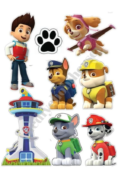 hediyehobihersey Yenilebilir Kağıt Pasta Resmi Kurabiye Baskısı Pirinç Kağıdı Paw Patrol Pasta Kurabiye Baskısı ürün görseli 1