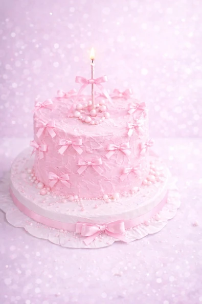 hediyehobihersey Hazır Yenilebilir Pembe Fiyonk, Pembe Kurdela, Pasta Süsü, Cupcake Süsü Mini 5 Adet 3 Boyutlu ürün görseli 1