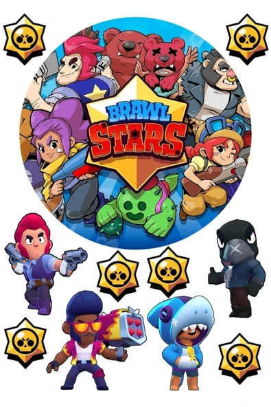 hediyehobihersey Erkek Brawstars Yenilebilir Resimli Pasta Ve Kurabiye Baskılı Şeker Kağıdı ürün görseli 1