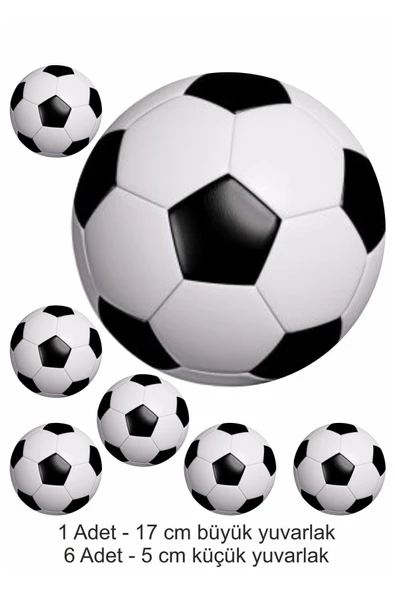 hediyehobihersey Futbol Topu 7 Adet A4 Yenilebilir Süsü Pasta Kurabiye Şeker Hamuru Kağıt Baskısı ürün görseli 1