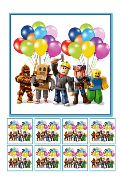 hediyehobihersey Roblox Resimli Yenilebilir Şekerli Pasta Ve Kurabiye Baskı Kağıdı ürün görseli 1