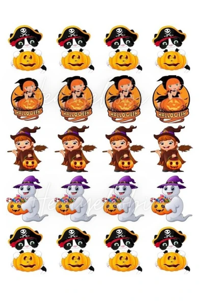 hediyehobihersey Halloween Cadılar Bayramı Resimli Yenilebilir Kurabiye Baskısı, Şekerli Kağıt, Yenilebilir Baskı ürün görseli 1