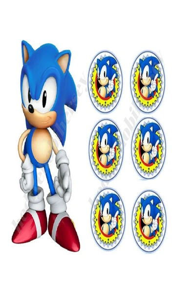hediyehobihersey Yenilebilir Kağıt Pasta Resmi Kurabiye Baskısı Pirinç Kağıdı Süper Sonic Pasta Kurabiye Baskısı ürün görseli 1
