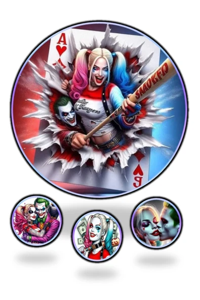 hediyehobihersey Harley Quinn Şekerli Kağıda Baskı Yenilebilir Kağıt Pasta Baskısı ürün görseli 1