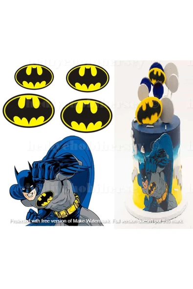 hediyehobihersey Batman Yenilebilir Gıda Baskısı, Yenilebilir Pasta Süsü, Kurabiye Şekerli Kağıt ürün görseli 1