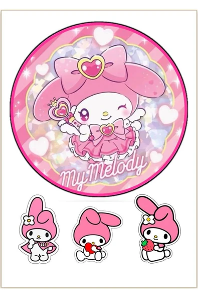 hediyehobihersey Mymelody  Yenilebilir Kağıt Gıda Baskısı, Resimli Baskı ,Şekerli Kağıt ürün görseli 1
