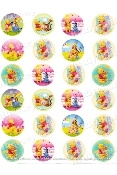 hediyehobihersey Winnie The Pooh Kurabiye Baskısı, Şekerli Kağıt, Yenilebilir Baskı ürün görseli 1