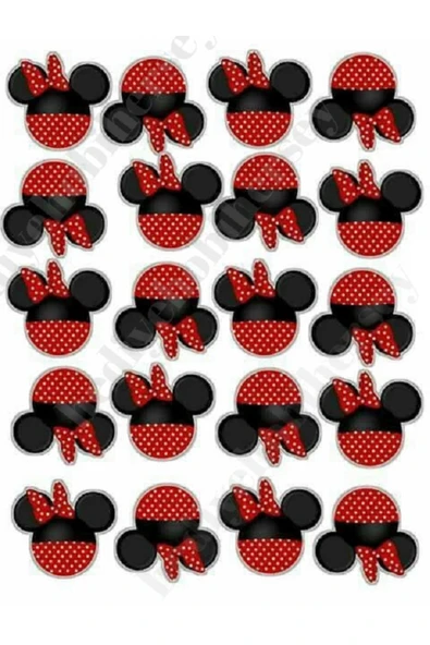 hediyehobihersey Yenilebilir Pasta Resmi Kurabiye Baskısı Pirinç Kağıdı Minnie Mouse Pasta Kurabiye Baskısı ürün görseli 1