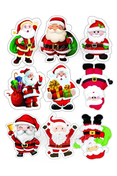 hediyehobihersey Noel Baba Yeni Yıl Resimli Yenilebilir Kurabiye Baskısı, Şekerli Kağıt, Yenilebilir Baskı ürün görseli 1