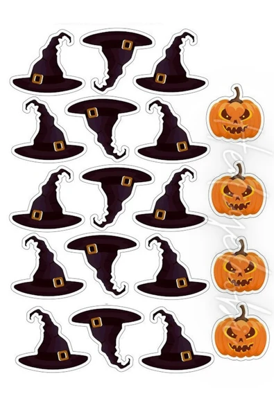 hediyehobihersey Cadılar Bayramı Halloween Resimli Yenilebilir Kurabiye Baskısı, Şekerli Kağıt, Yenilebilir Baskı ürün görseli 1
