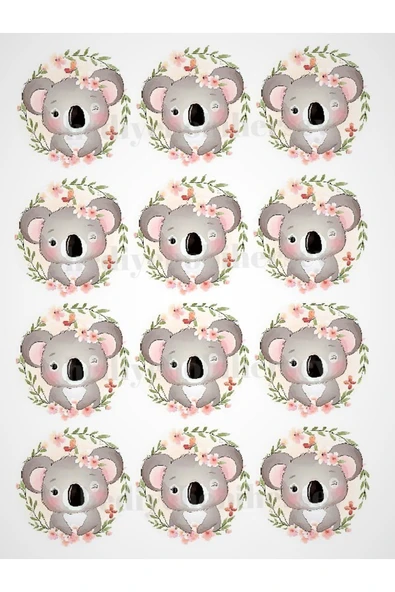 hediyehobihersey Koala Resimli Yenilebilir Şeker Kağıt Pasta Ve Kurabiye Baskısı, Koala Yenilebilir Kağıt Baskı ürün görseli 1