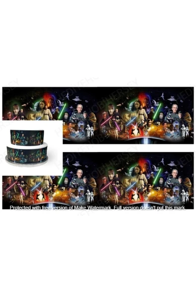 hediyehobihersey Star Wars Pasta Yan Dekor Yenilebilir Gıda Baskısı, Yenilebilir Pasta Süsü, Kurabiye Şekerli Kağıt ürün görseli 1