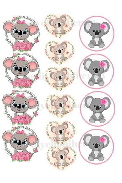 hediyehobihersey Koala Resimli Yenilebilir Şeker Kağıt Pasta Ve Kurabiye Baskısı, Koala Yenilebilir Kağıt Baskı ürün görseli 1