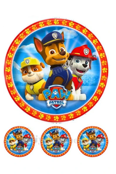 hediyehobihersey Yenilebilir Kağıt Pasta Resmi Kurabiye Baskısı Pirinç Kağıdı Paw Patrol Pasta Kurabiye Baskısı ürün görseli 1