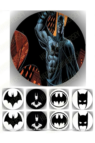 hediyehobihersey Batman Yenilebilir Gıda Baskısı, Yenilebilir Pasta Süsü, Kurabiye Şekerli Kağıt ürün görseli 1