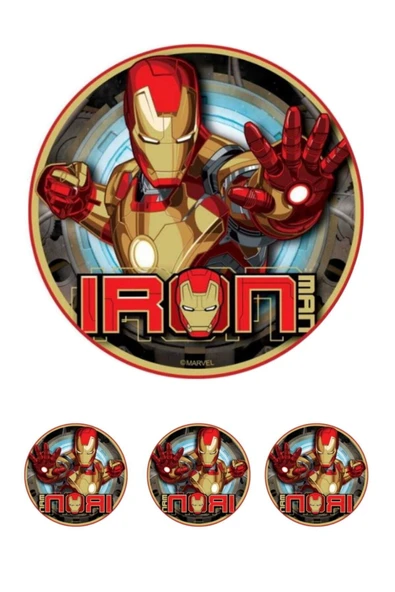 hediyehobihersey Iron Man Resimli Yenilebilir Pasta Ve Kurabiye Üstü Süsleme Kağıdı, Yenilebilir Baskı ürün görseli 1