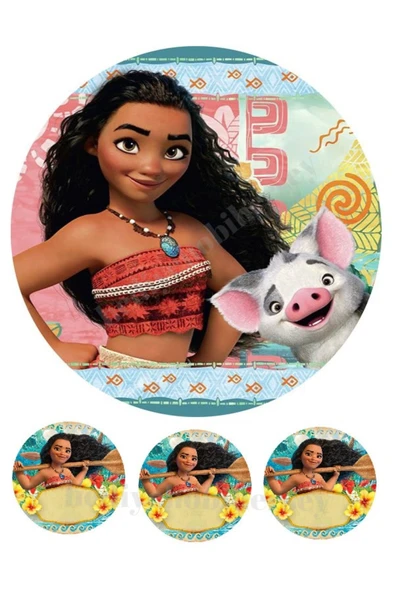 hediyehobihersey Moana Yenilebilir Kağıt Pasta Resmi Kurabiye Baskısı Pirinç Kağıdı Pasta Kurabiye Baskısı ürün görseli 1