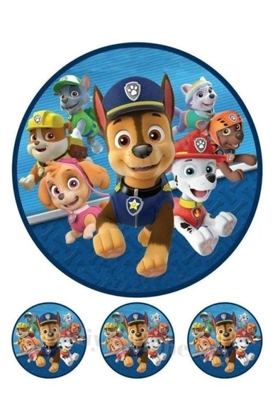 hediyehobihersey Yenilebilir Kağıt Pasta Resmi Kurabiye Baskısı Pirinç Kağıdı Paw Patrol Pasta Kurabiye Baskısı ürün görseli 1