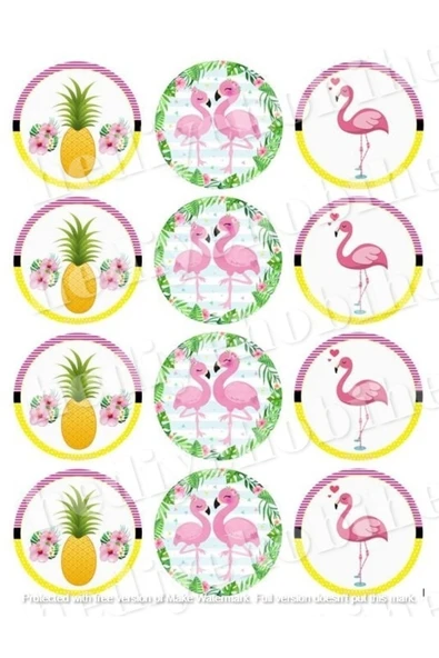 hediyehobihersey Yeni Flamingo Yenilebilir Gıda Baskısı, Yenilebilir Pasta Süsü, Kurabiye Şekerli Kağıt ürün görseli 1