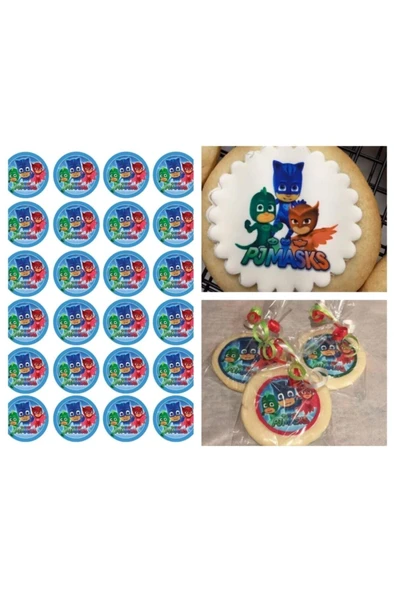 hediyehobihersey Pj Maskeliler Resimli Yenilebilir Kurabiye Cupkek Üstü Şeker Baskı Kağıdı ürün görseli 1