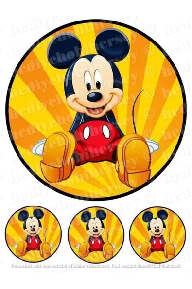 hediyehobihersey Miki Mouse Resimli Yenilebilir Pasta Ve Kurabiye Baskı Kağıdı ürün görseli 1