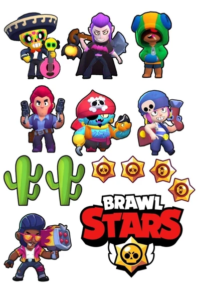 hediyehobihersey Erkek BrawlStars Yenilebilir Resimli Pasta Ve Kurabiye Baskı Kağıdı, Yenilebilir Baskı ürün görseli 1