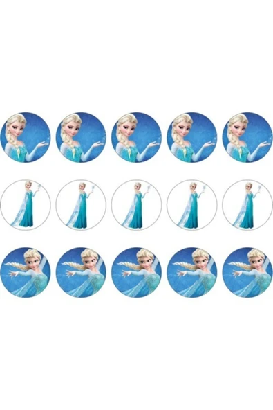 velomy Elsa Karlar Kraliçesi Cupcake Kurabiye Üstü Resim ürün görseli 1
