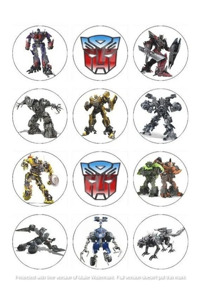 hediyehobihersey Transformers Yenilebilir Gıda Baskısı, Yenilebilir Pasta Süsü, Kurabiye Şekerli Kağıt ürün görseli 1