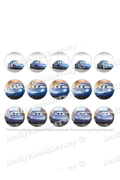 hediyehobihersey Cars Yenilebilir Kağıt Baskısı, Cupcake Kurabiye Yenilebilir Baskı, Şekerli Kağıt ürün görseli 1
