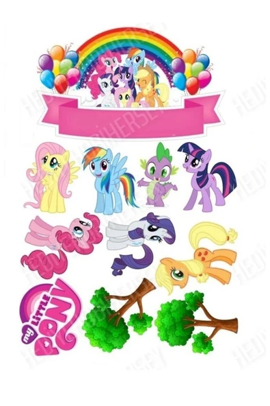 hediyehobihersey Little Pony Resimli Yenilebilir Pasta Üstü Şeker Kağıdı Baskısı, Yenilebilir Baskı ürün görseli 1
