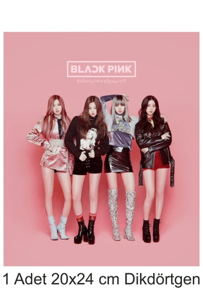hediyehobihersey Black Pink Büyük Boy 20x24 cm A4 Yenilebilir Pasta Kurabiye Şeker Hamuru Kağıt Baskısı Dikdörtgen ürün görseli 1