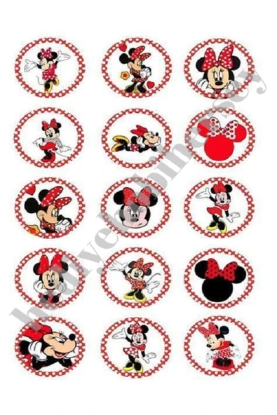 hediyehobihersey Yenilebilir Pasta Resmi Kurabiye Baskısı Pirinç Kağıdı Minnie Mouse Pasta Kurabiye Baskısı ürün görseli 1
