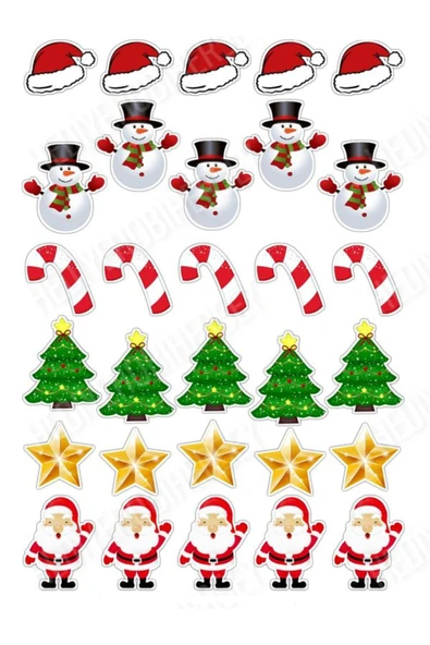hediyehobihersey Noel Yılbaşı Resimli Yenilebilir Pasta Üstü Şeker Kağıdı Baskısı, Yenilebilir Kurabiye Baskısı ürün görseli 1