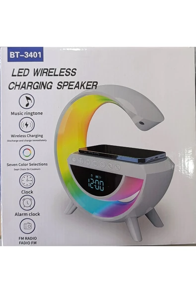 Kablosuz Şarj, Led Işıklı Bluetooth Hoparlör alarm saat ürün görseli 1