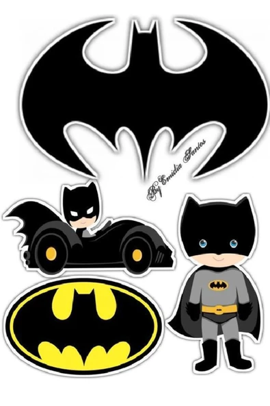 TİNFOODHOBBY Minik Batman Resimli Yenilebilir Şekerli Kağıt Pasta Üstü ürün görseli 1