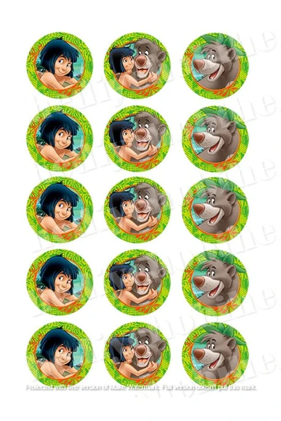 hediyehobihersey Jungle Book Orman Çocuğu Yenilebilir Gıda Baskısı, Yenilebilir Pasta Süsü, Kurabiye Şekerli Kağıt ürün görseli 1