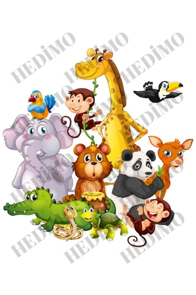 hedimo Safari Tema Resimli Yenilebilir Pasta Ve Kurabiye Baskı Kağıdı ürün görseli 1