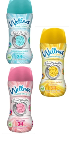 Wellnax Granül Çamaşır Parfümü Moonlight-Pink Velvet-Sun Rising 380GR 3 çeşit ürün görseli 1
