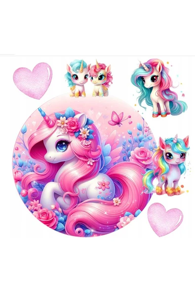 hediyehobihersey Yeni Unicorn Şekerli Kağıda Baskı Yenilebilir Kağıt Pasta Baskısı ürün görseli 1